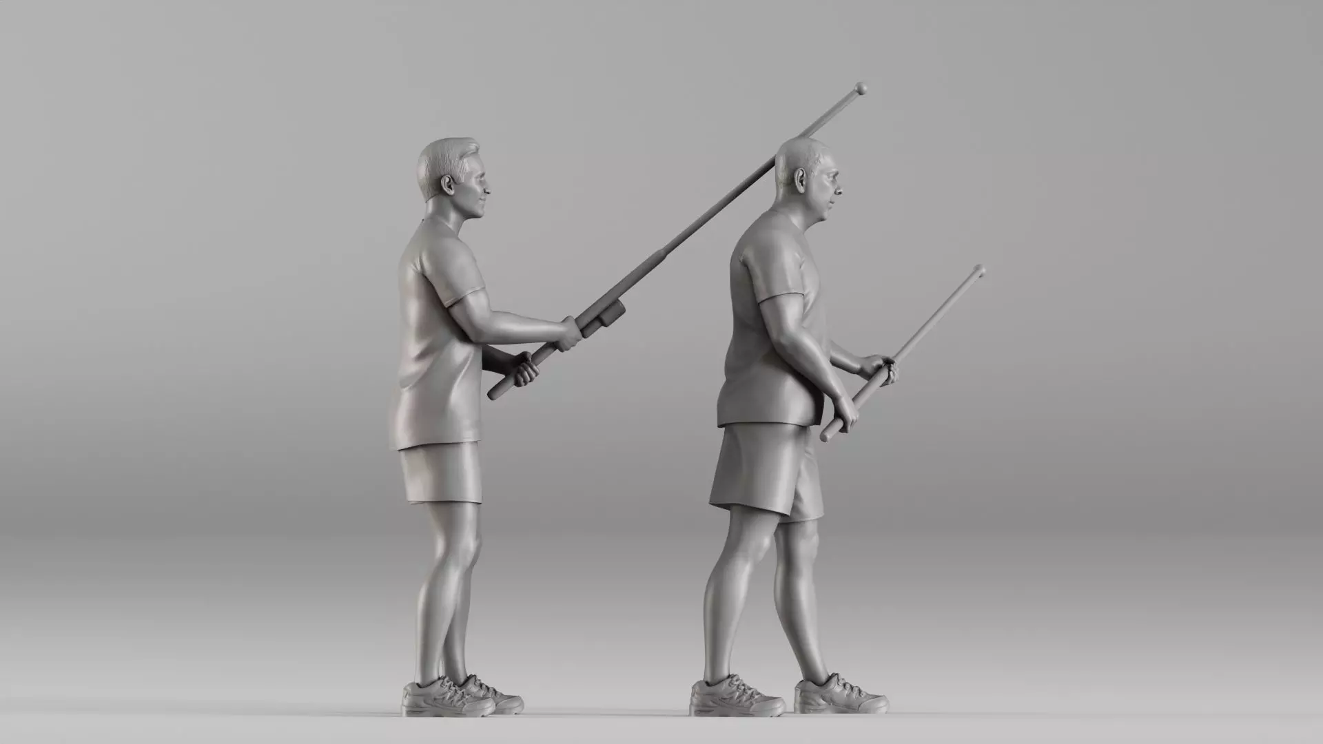 S00107 Fishermen with Rods Realistic Duo Figurine 3D print model_3