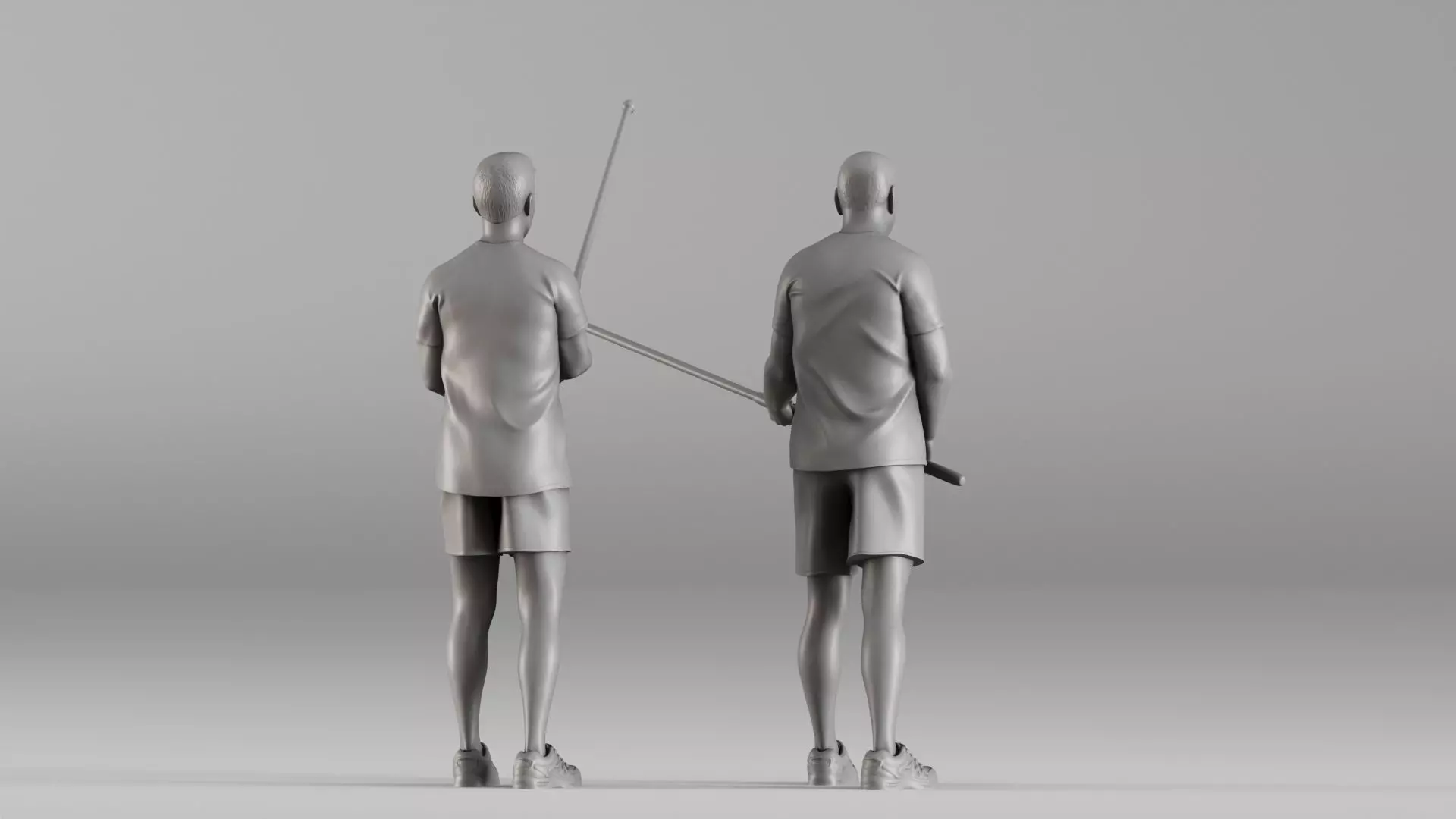 S00107 Fishermen with Rods Realistic Duo Figurine 3D print model_4