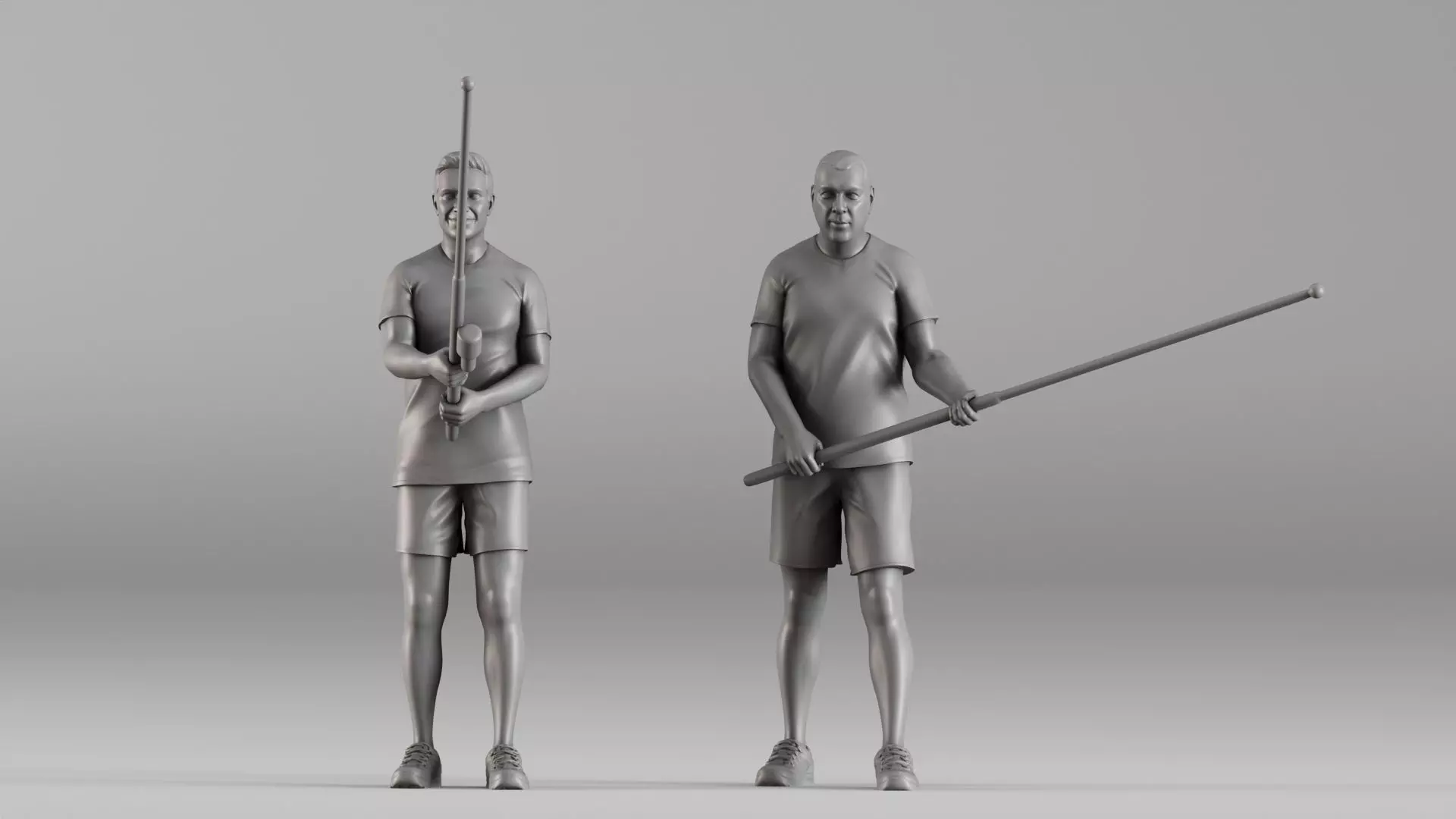 S00107 Fishermen with Rods Realistic Duo Figurine 3D print model_7