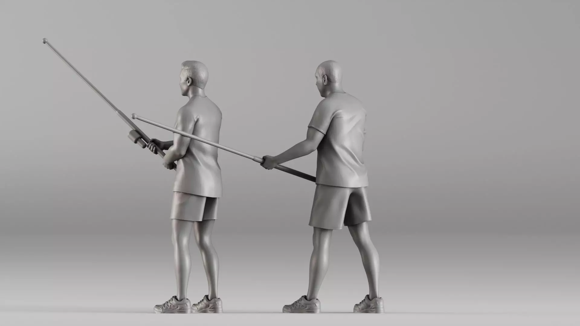 S00107 Fishermen with Rods Realistic Duo Figurine 3D print model_5