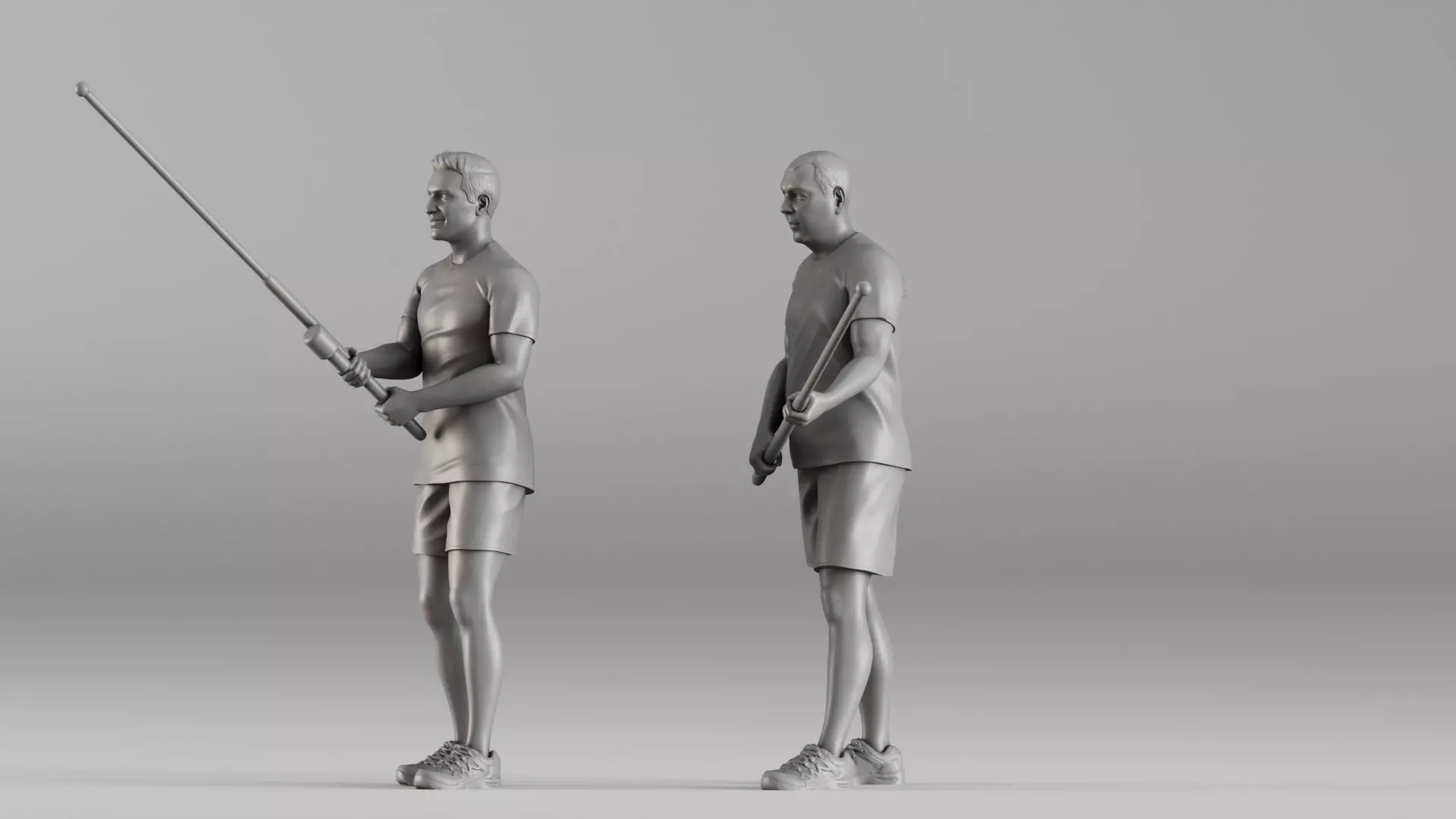 S00107 Fishermen with Rods Realistic Duo Figurine 3D print model_6