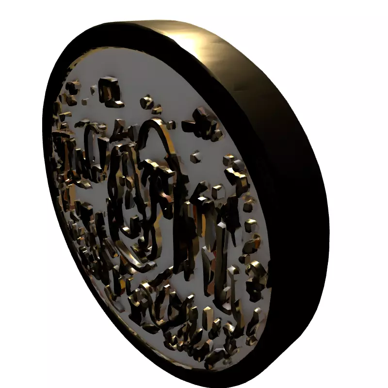 Golden Crowned Lion Medallion Emblem Low-poly 3D model_6