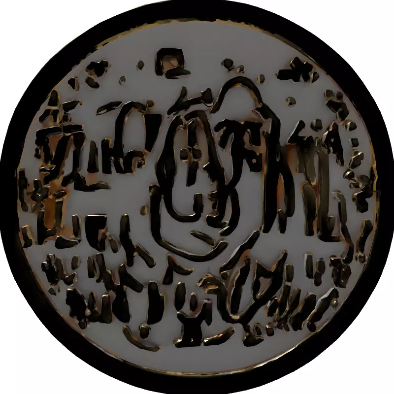 Golden Crowned Lion Medallion Emblem Low-poly 3D model_7