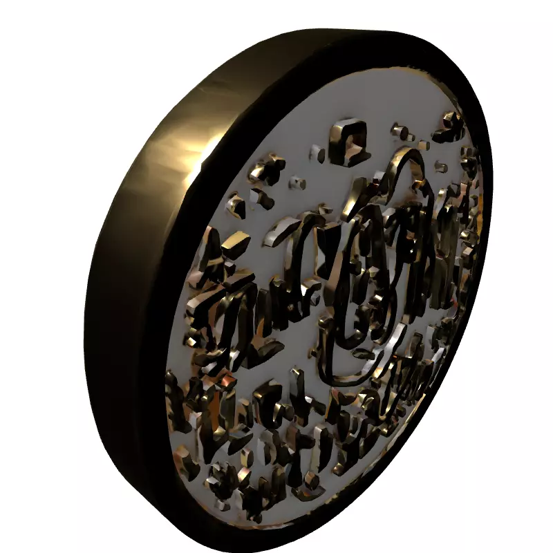 Golden Crowned Lion Medallion Emblem Low-poly 3D model_5