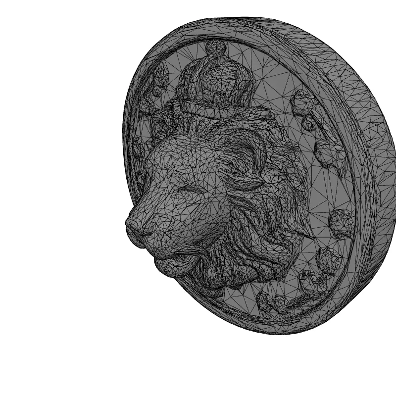 Golden Crowned Lion Medallion Emblem Low-poly 3D model_9