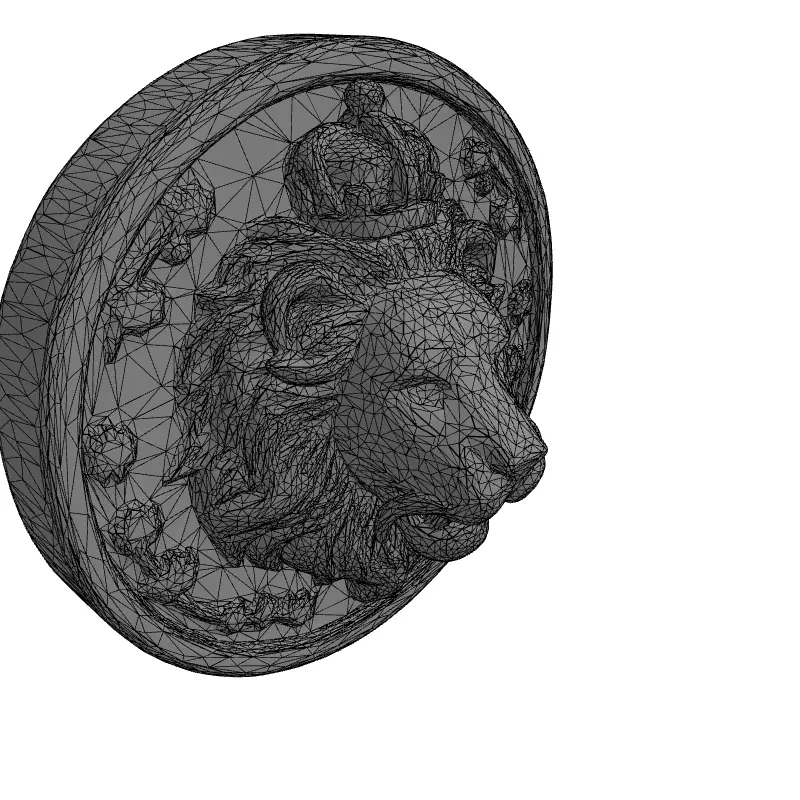 Golden Crowned Lion Medallion Emblem Low-poly 3D model_1