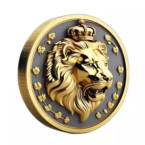 Golden Crowned Lion Medallion Emblem