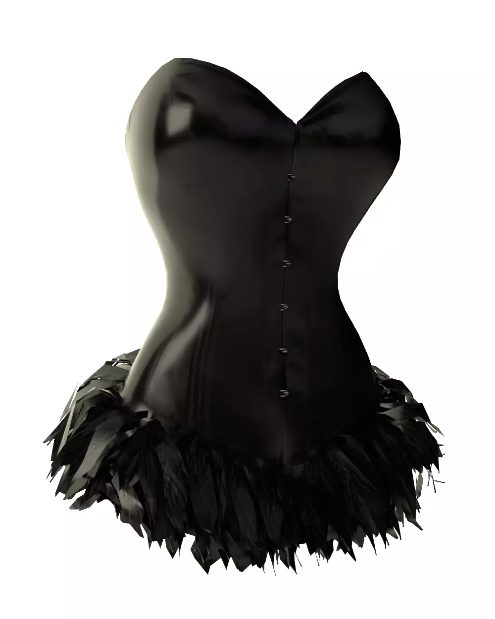 Feathers Bottom Strapless Female Corset 3D model_10