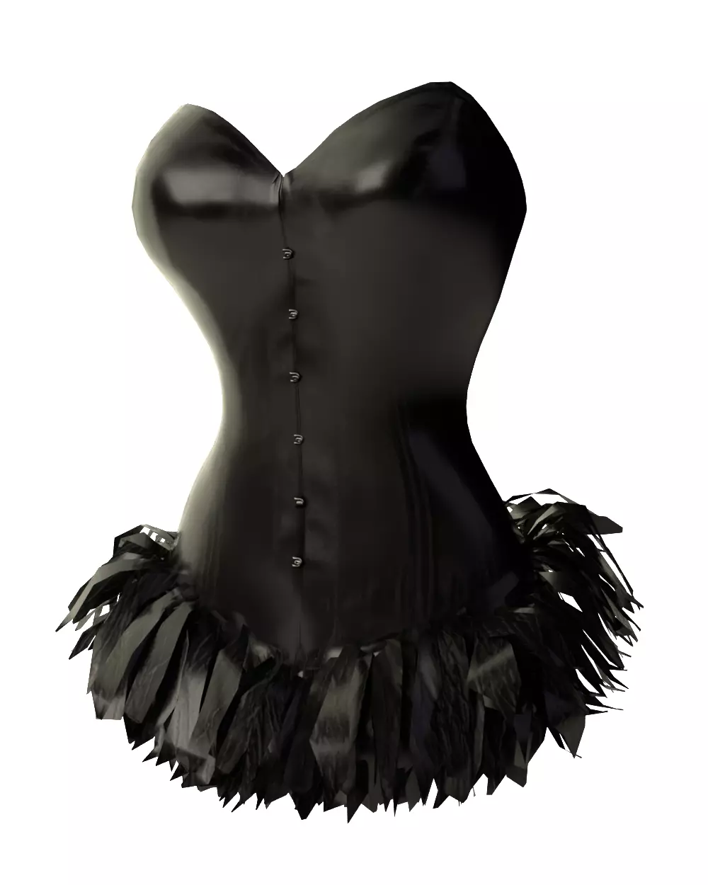 Feathers Bottom Strapless Female Corset 3D model_2