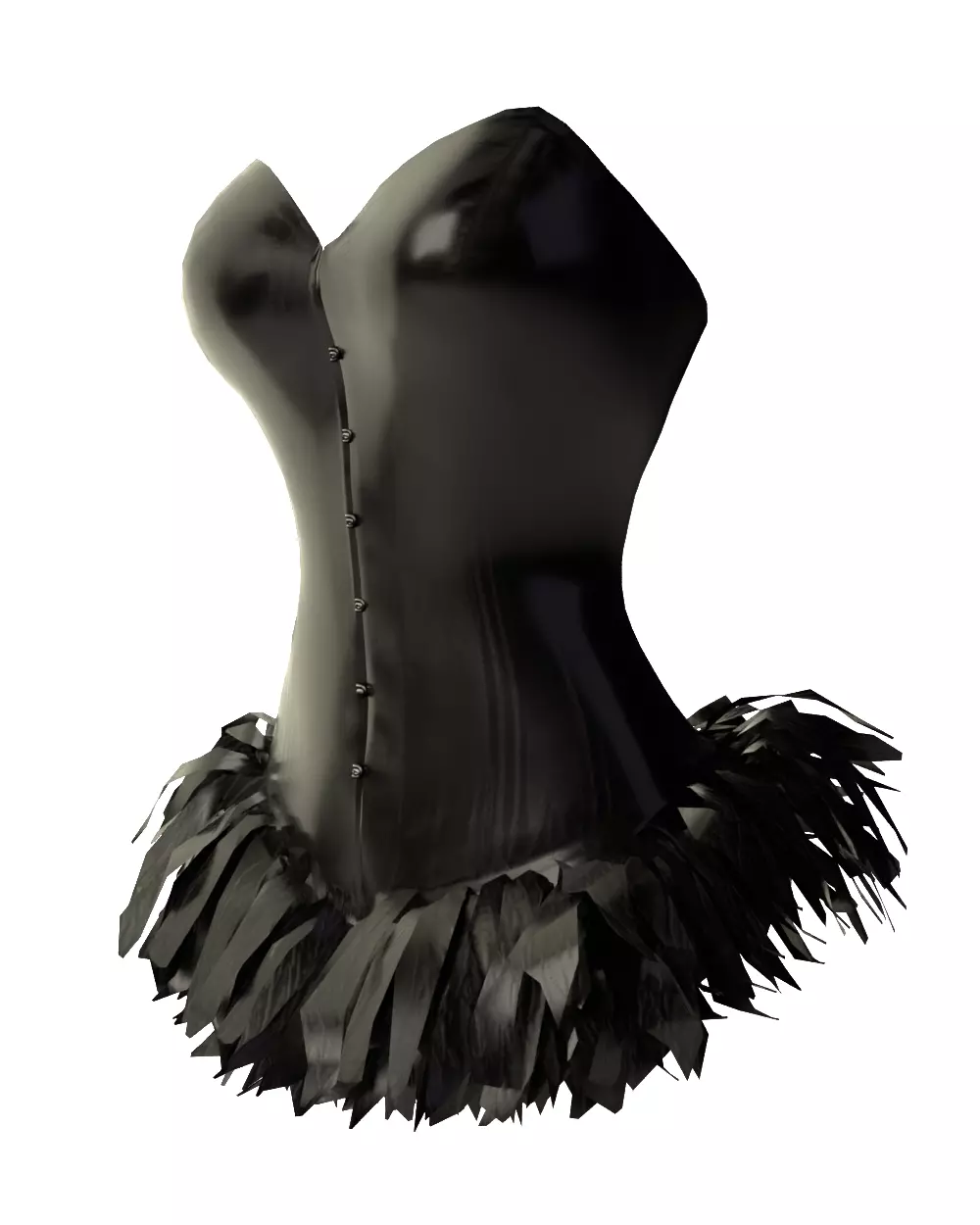 Feathers Bottom Strapless Female Corset 3D model_3