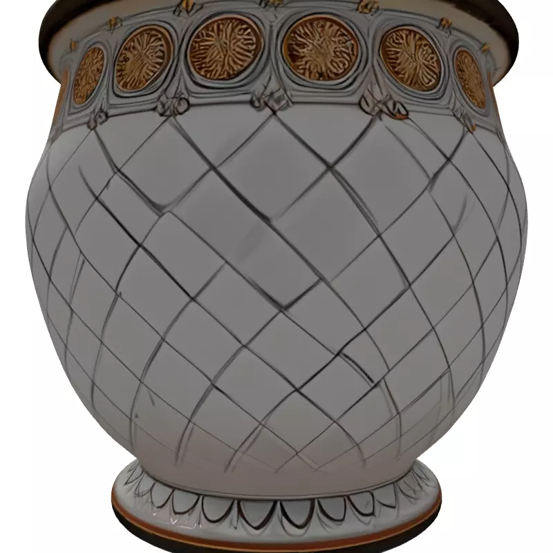 Ornate Ceramic Planter with Gold Details Low-poly 3D model_7