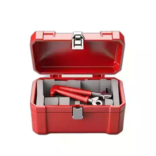 Red Toolbox with Wrenches 3D Model