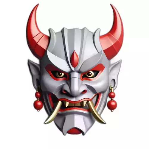 Stylized Japanese Oni Demon Mask