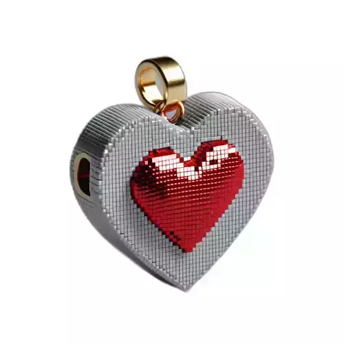 3D Pixel Heart Locket Pendant