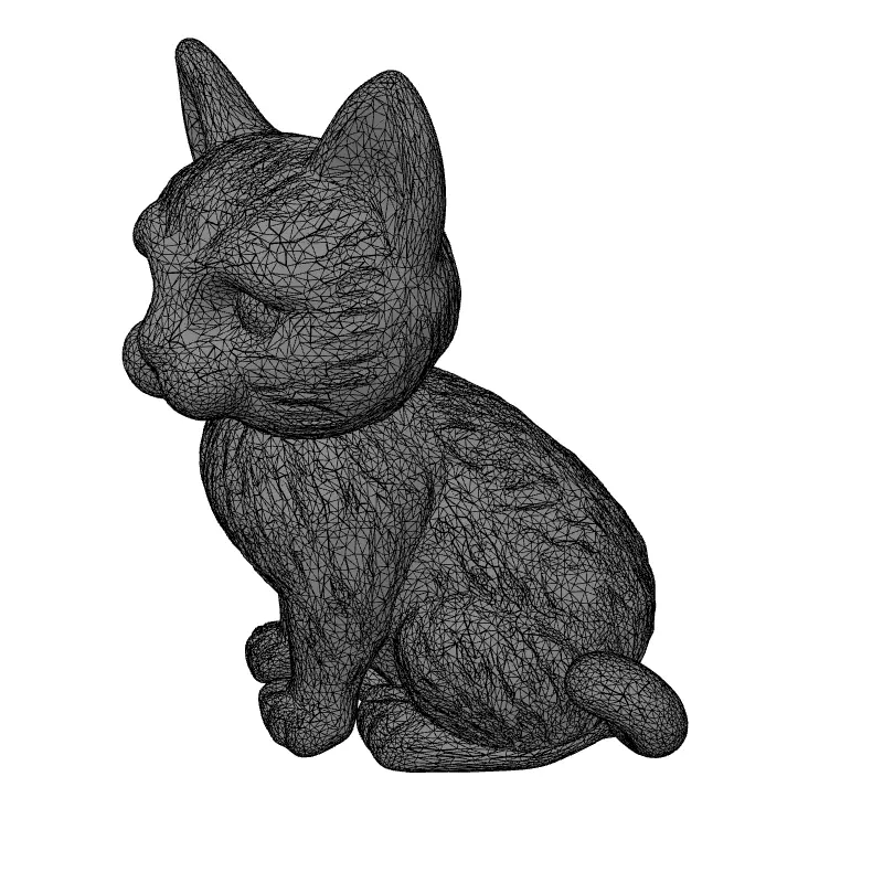 Metallic Engraved Cat Decorative Figurine Low-poly 3D model_9
