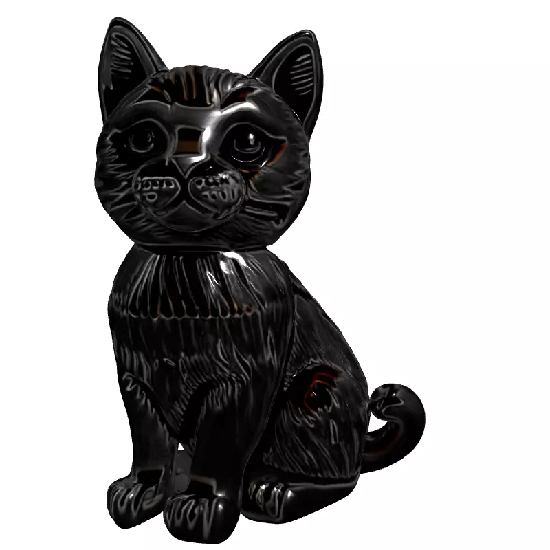 Metallic Engraved Cat Decorative Figurine Low-poly 3D model_4