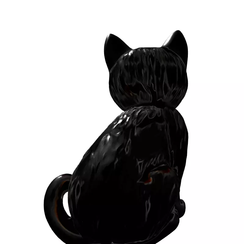 Metallic Engraved Cat Decorative Figurine Low-poly 3D model_7