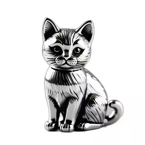 Metallic Engraved Cat Decorative Figurine