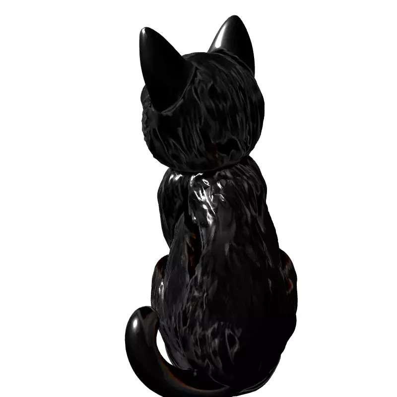 Metallic Engraved Cat Decorative Figurine Low-poly 3D model_5