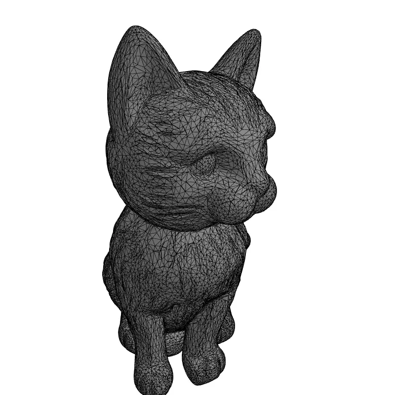 Metallic Engraved Cat Decorative Figurine Low-poly 3D model_1