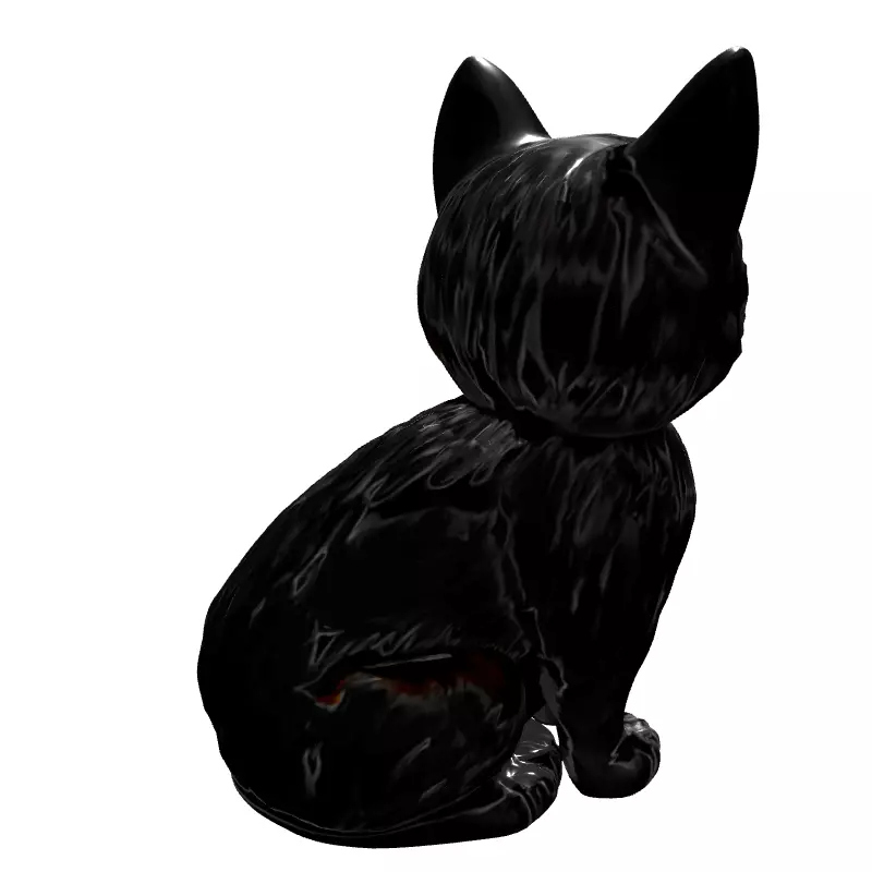 Metallic Engraved Cat Decorative Figurine Low-poly 3D model_6