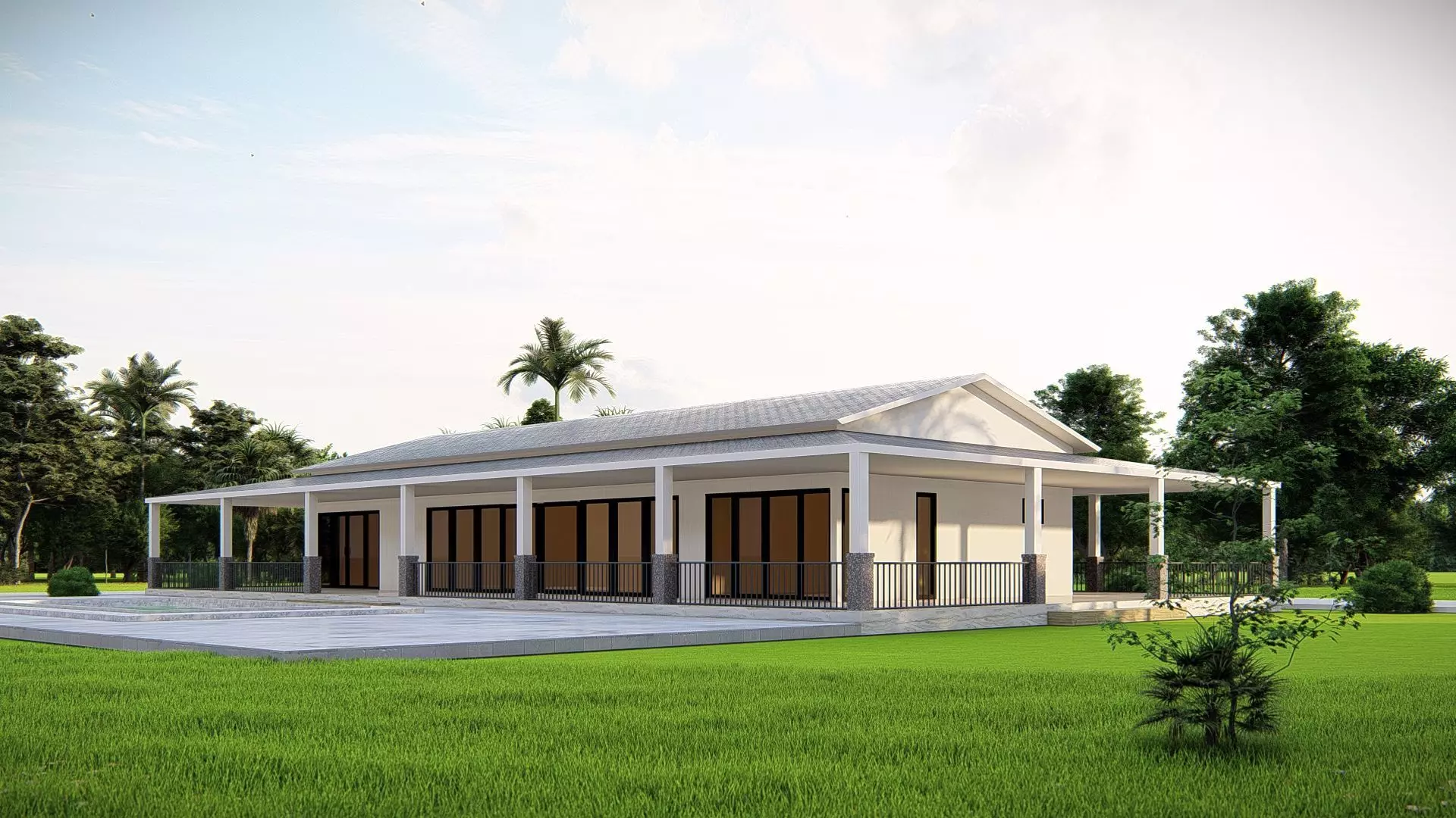Modern American House Exterior 3D Model Realistic Architectural 3D model_1