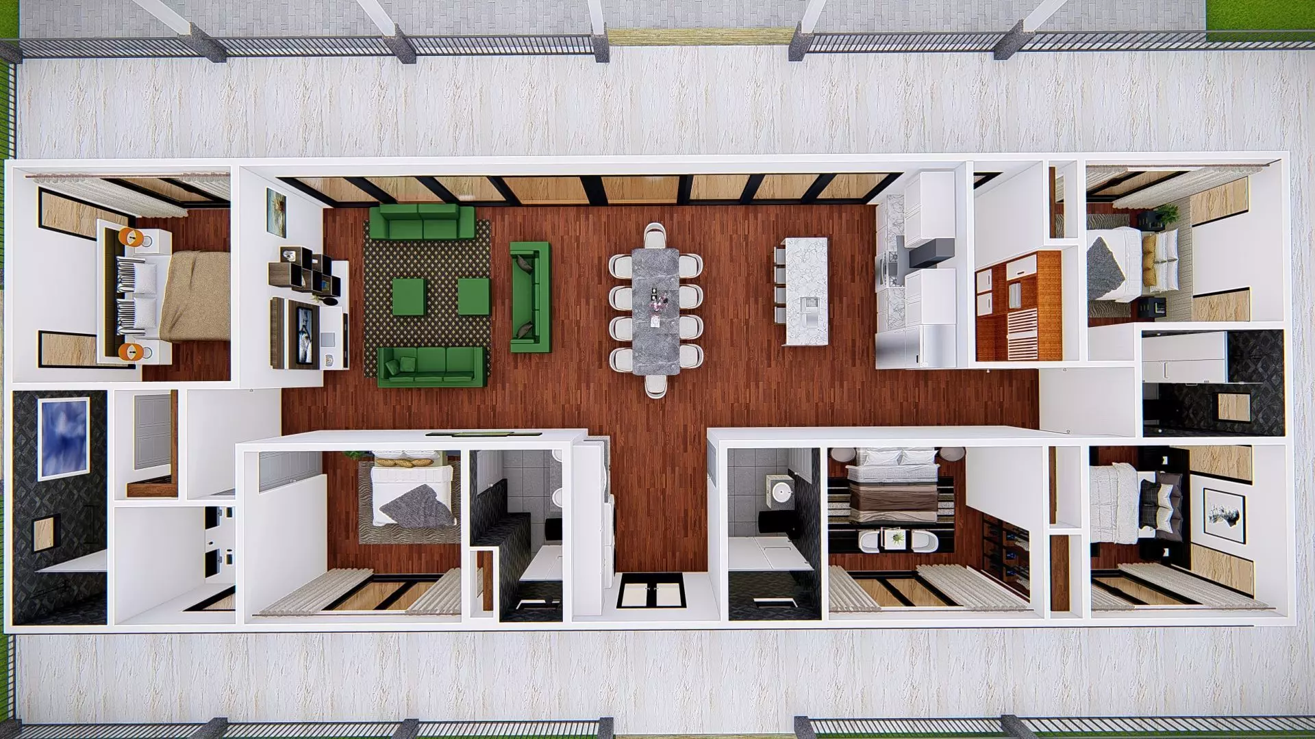 Modern American House Exterior 3D Model Realistic Architectural 3D model_13