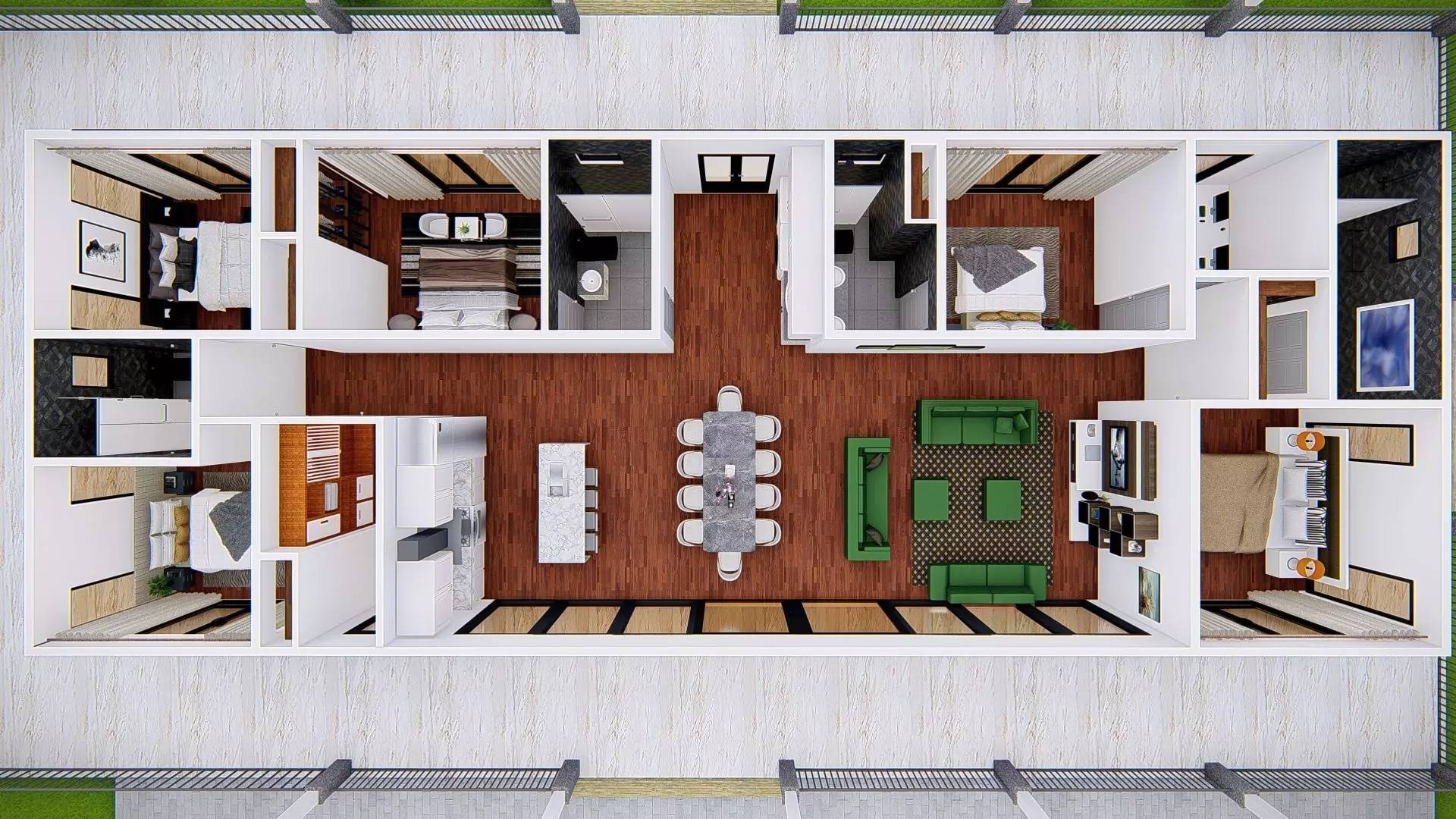 Modern American House Exterior 3D Model Realistic Architectural 3D model_12