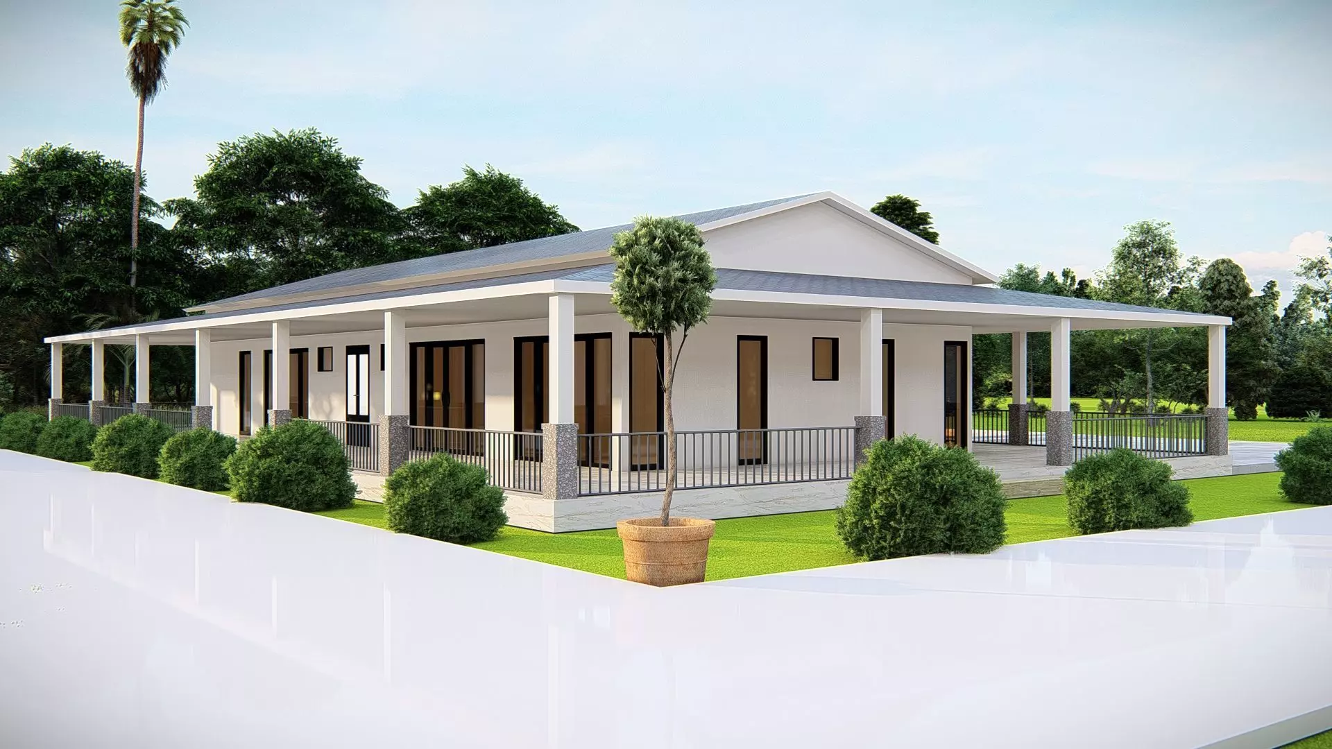 Modern American House Exterior 3D Model Realistic Architectural 3D model_2
