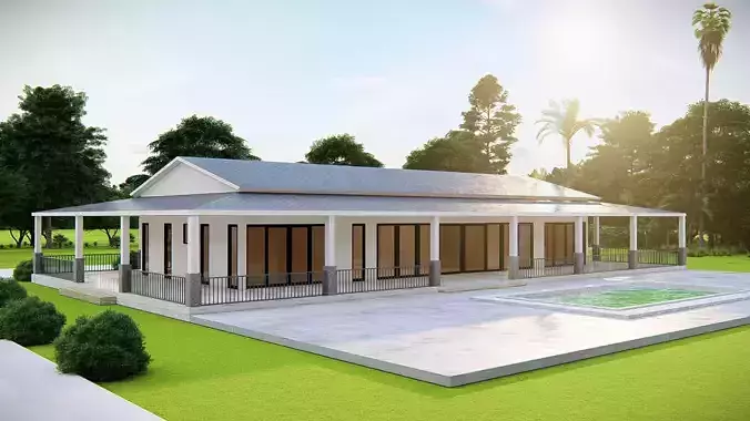 Modern American House Exterior 3D Model Realistic Architectural 3D model