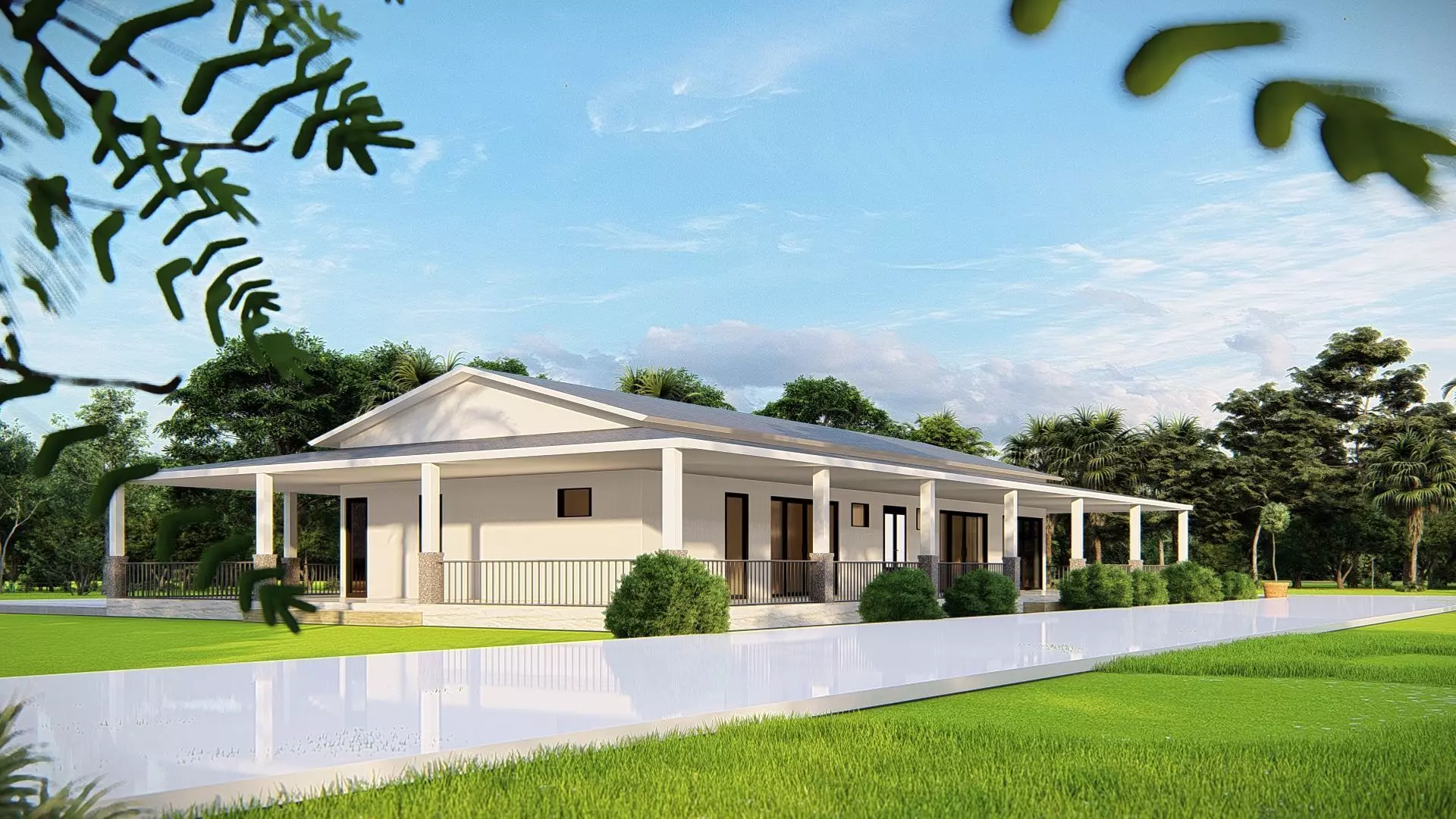 Modern American House Exterior 3D Model Realistic Architectural 3D model_4