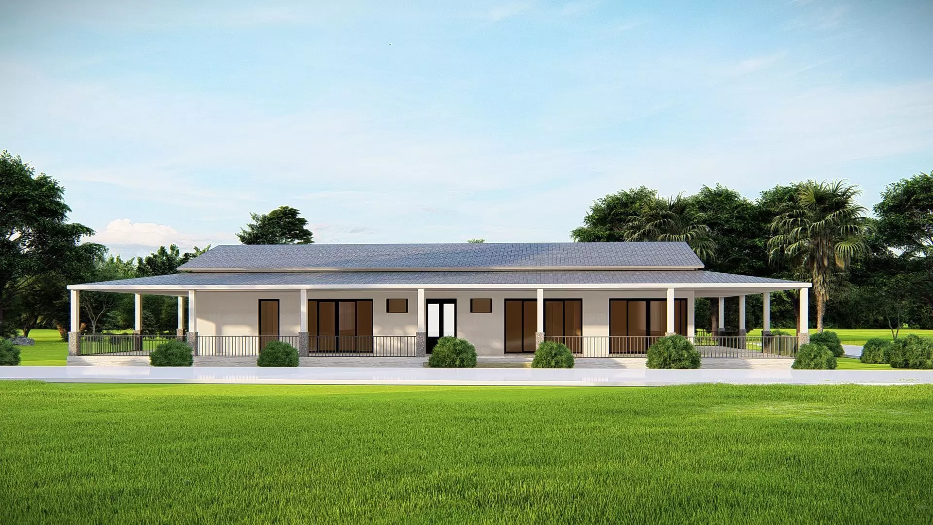 Modern American House Exterior 3D Model Realistic Architectural 3D model_3