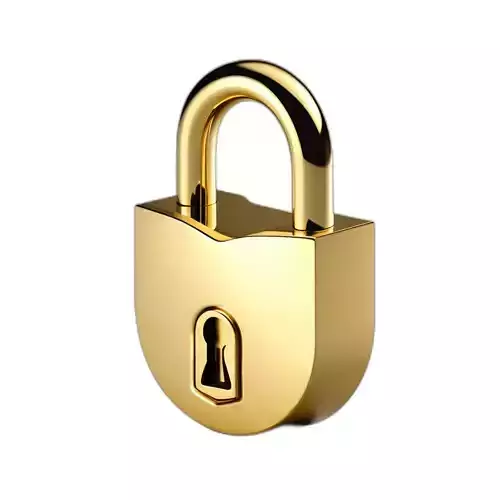 Shiny Golden Padlock 3D Model
