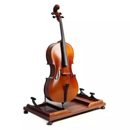 Realistic Cello with Stand 3D Model