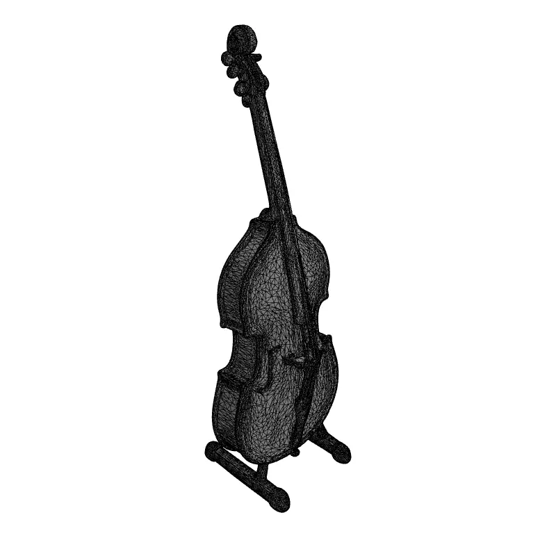 Classic Double Bass Musical Instrument Low-poly 3D model_1