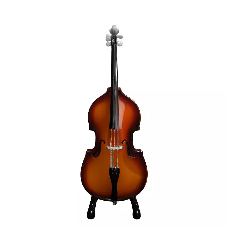Classic Double Bass Musical Instrument Low-poly 3D model_4