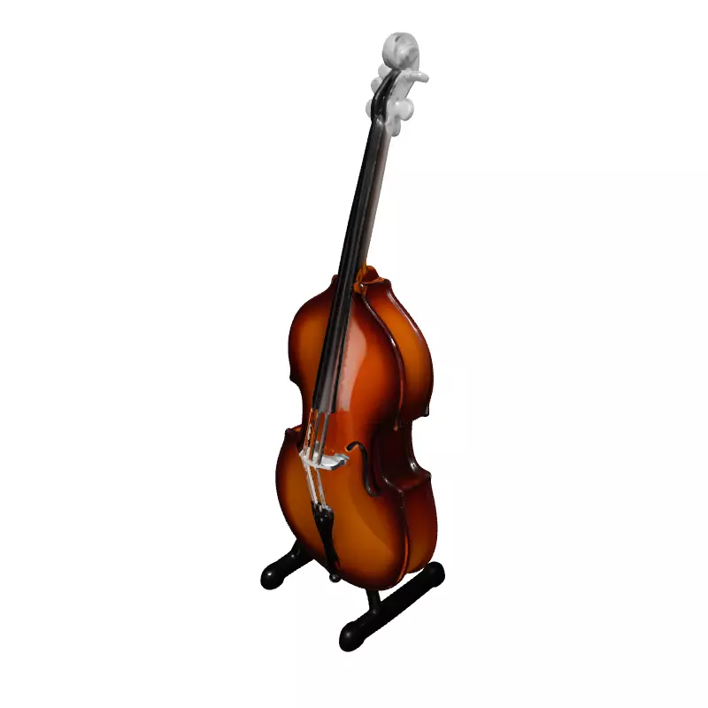 Classic Double Bass Musical Instrument Low-poly 3D model_2