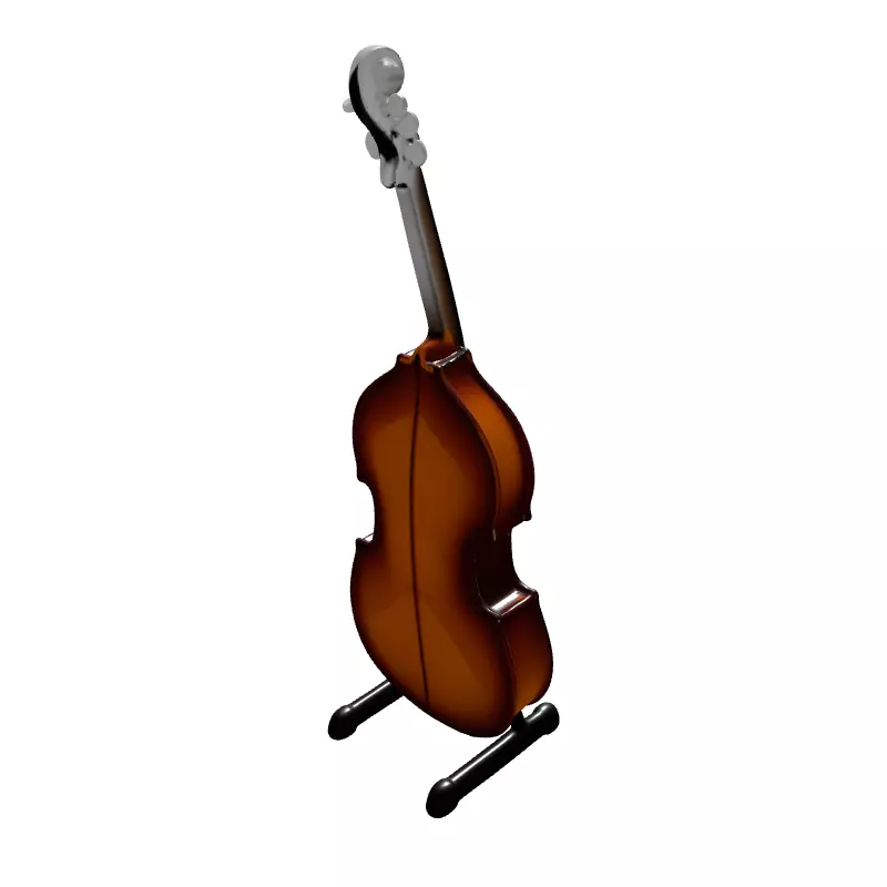 Classic Double Bass Musical Instrument Low-poly 3D model_6