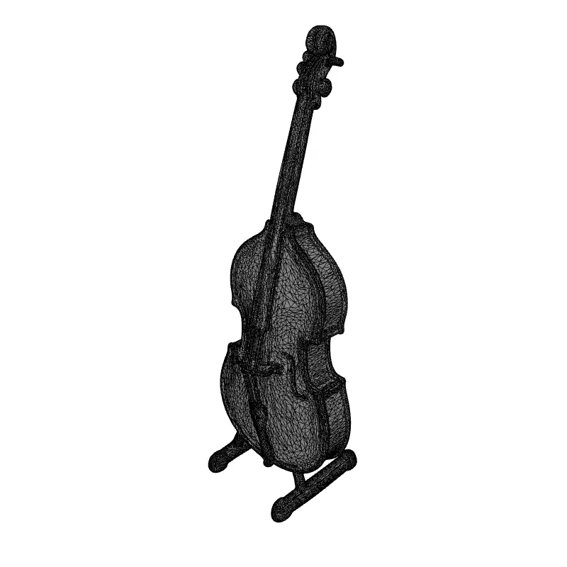 Classic Double Bass Musical Instrument Low-poly 3D model_9