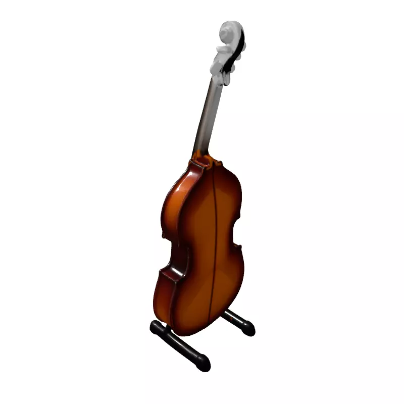 Classic Double Bass Musical Instrument Low-poly 3D model_5