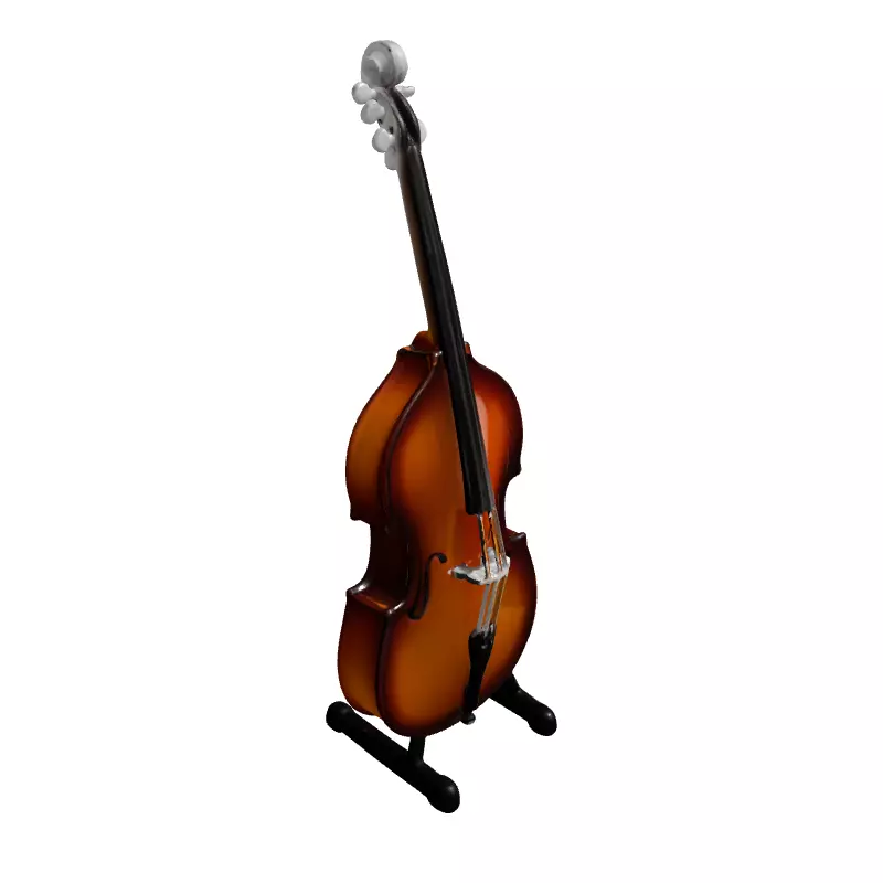 Classic Double Bass Musical Instrument Low-poly 3D model_3
