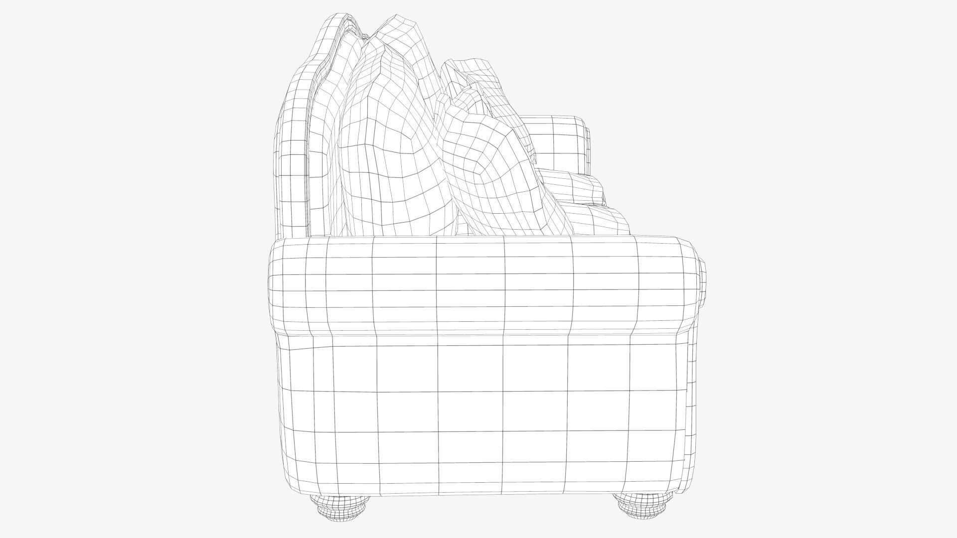 Old Fashioned Sofa model Low-poly 3D model_4