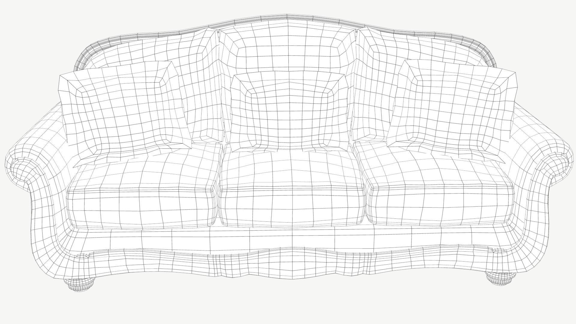 Old Fashioned Sofa model Low-poly 3D model_8