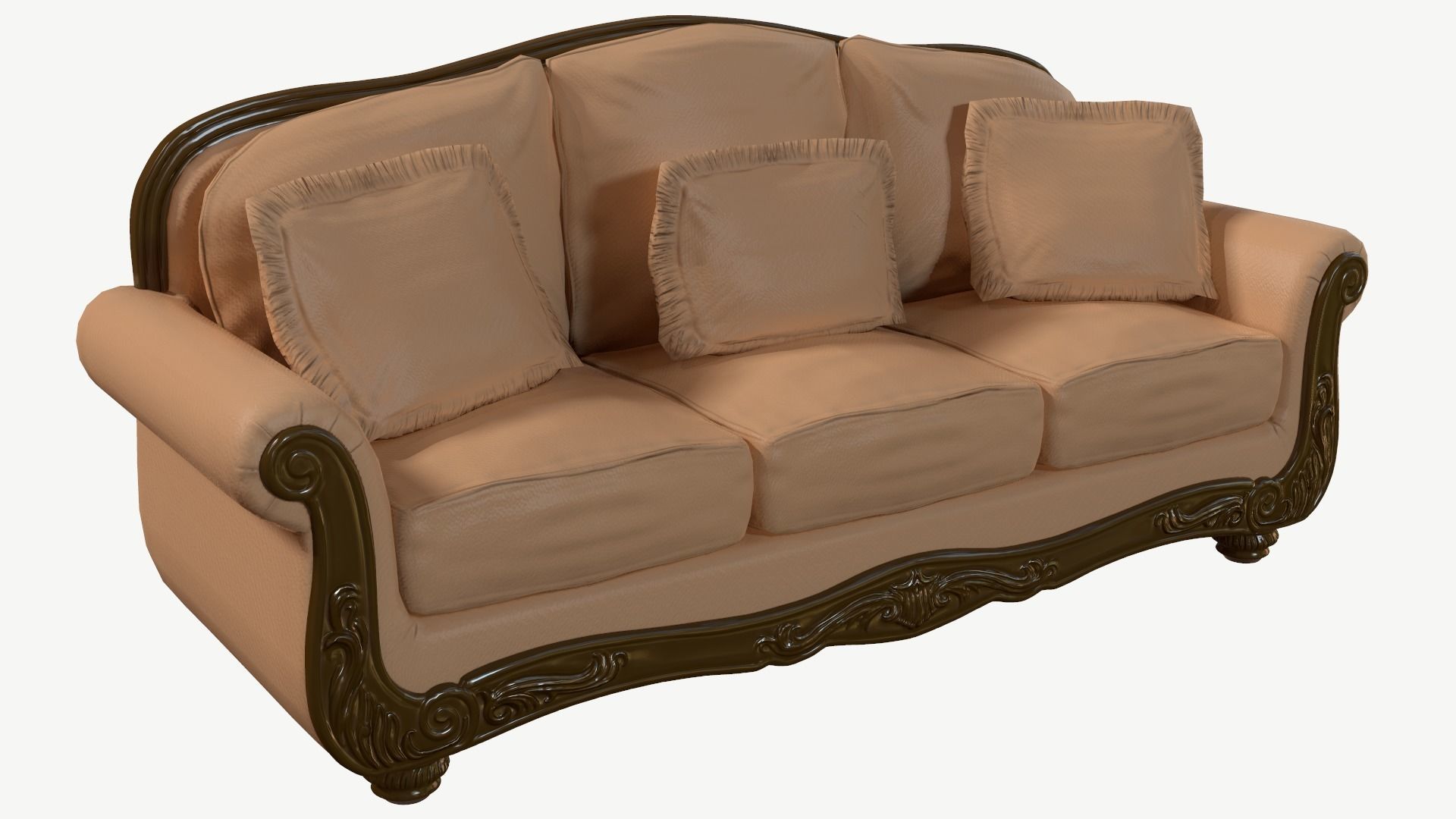 Old Fashioned Sofa model Low-poly 3D model_1