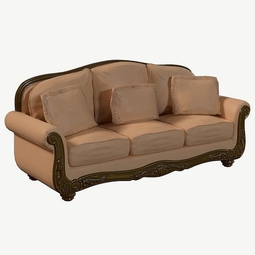 Old Fashioned Sofa model Low-poly 3D model
