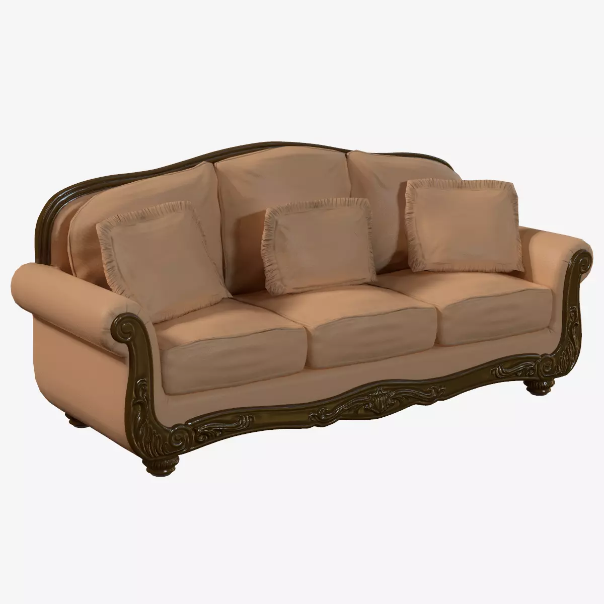 Old Fashioned Sofa model Low-poly 3D model_0