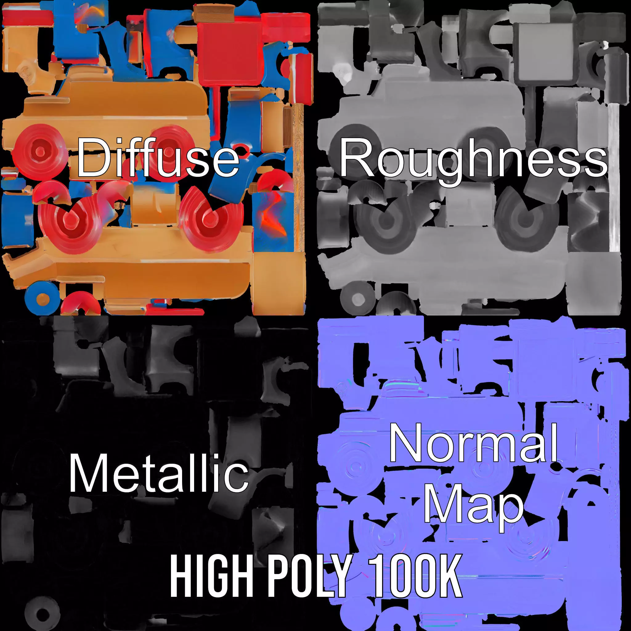 Colorful Wooden Train model pack Texture_3