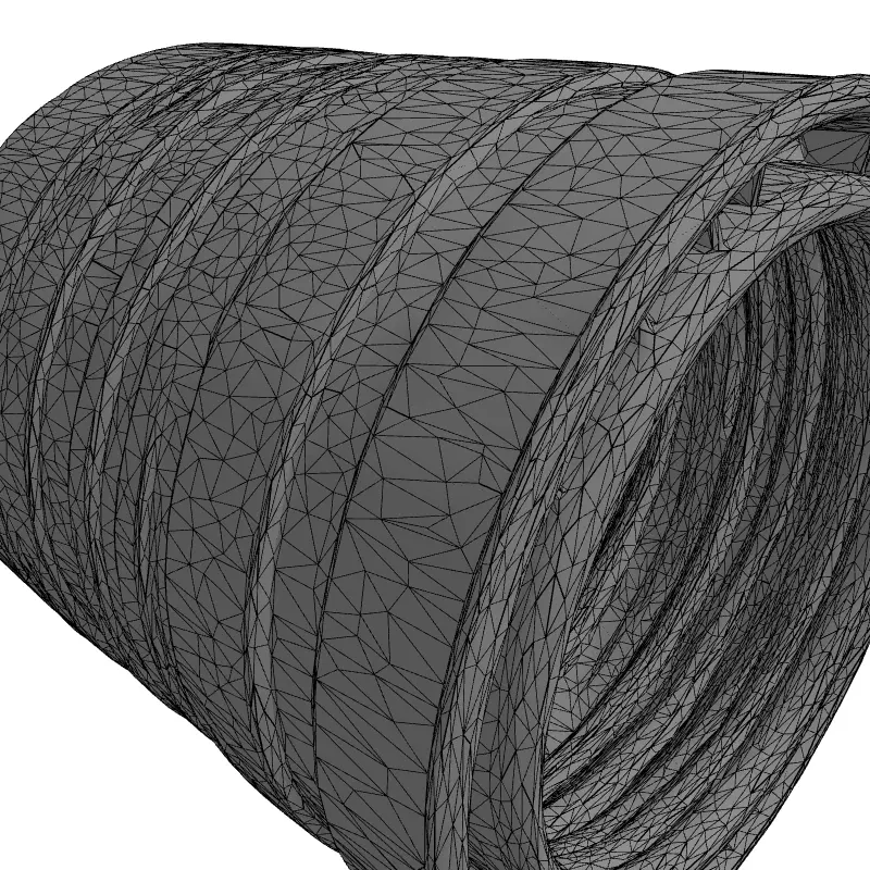 Corrugated Industrial Pipe Segment Low-poly 3D model_1