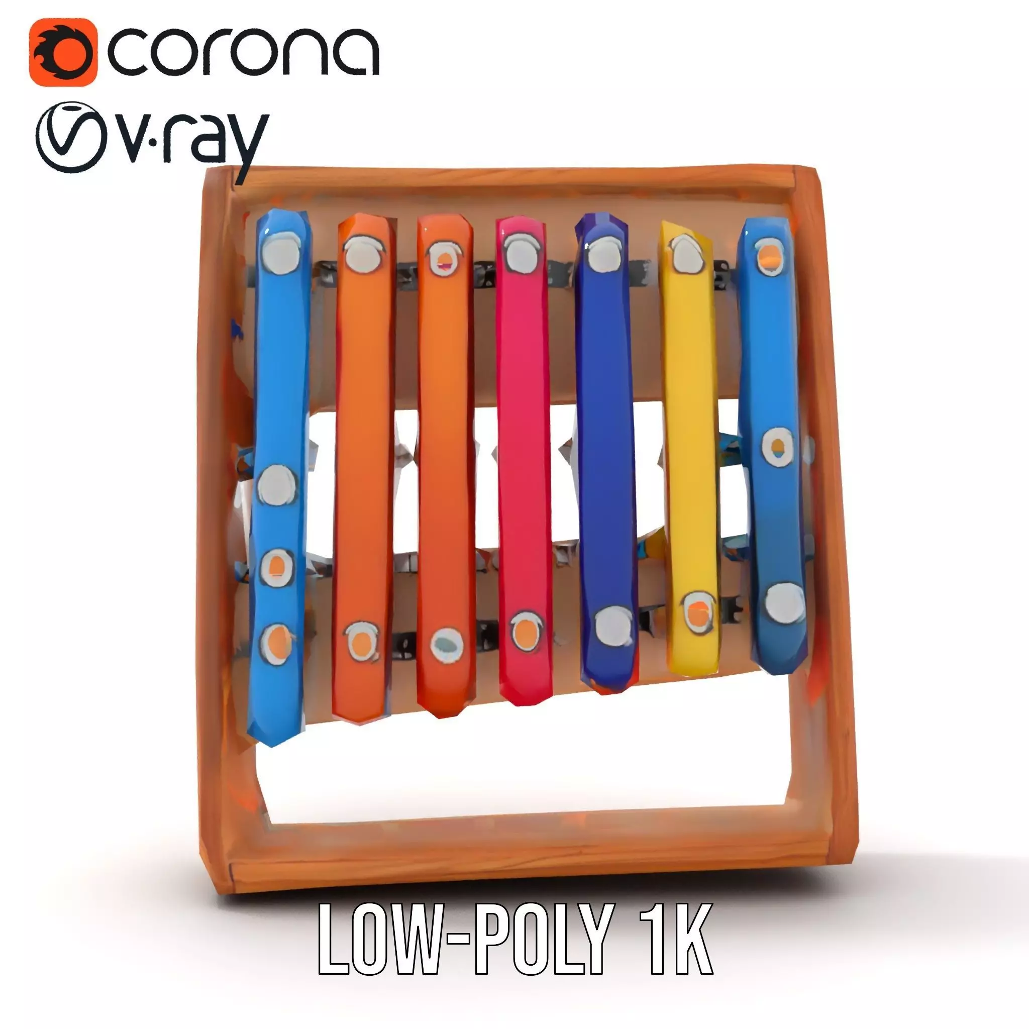 Colorful Xylophone model pack Low-poly 3D model_16