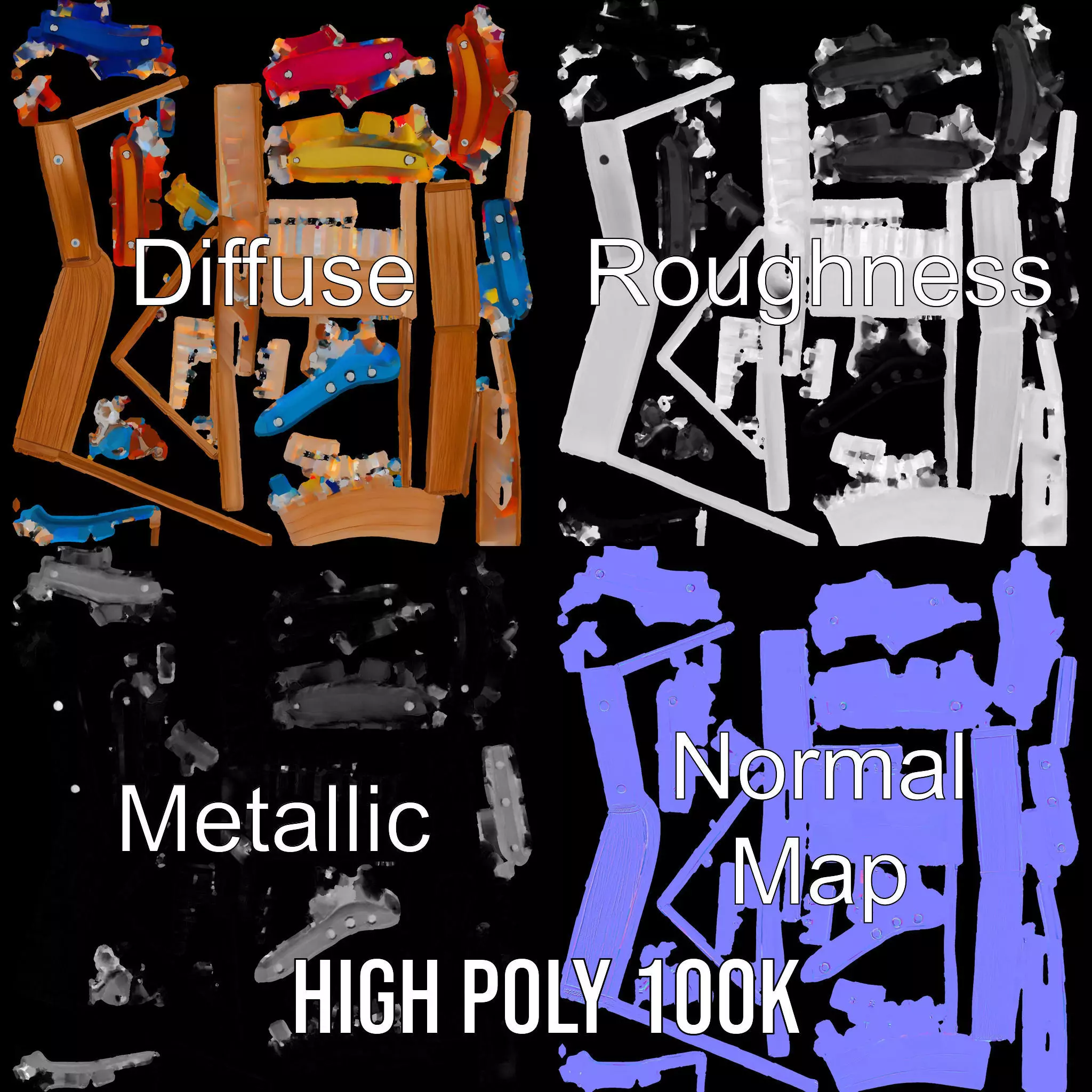 Colorful Xylophone model pack Low-poly 3D model_3